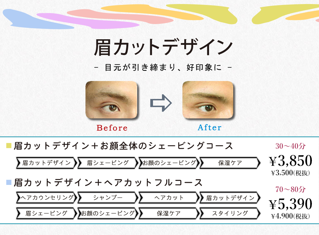 メンズに似合う眉カットデザイン